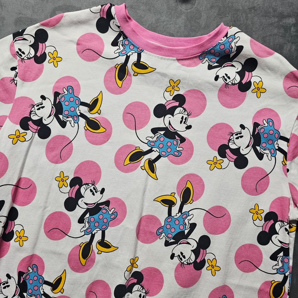 Disney Mickey & Co Minnie Mouse Polka Dot Pink Cotton Nightgown Sleep Shirt XL